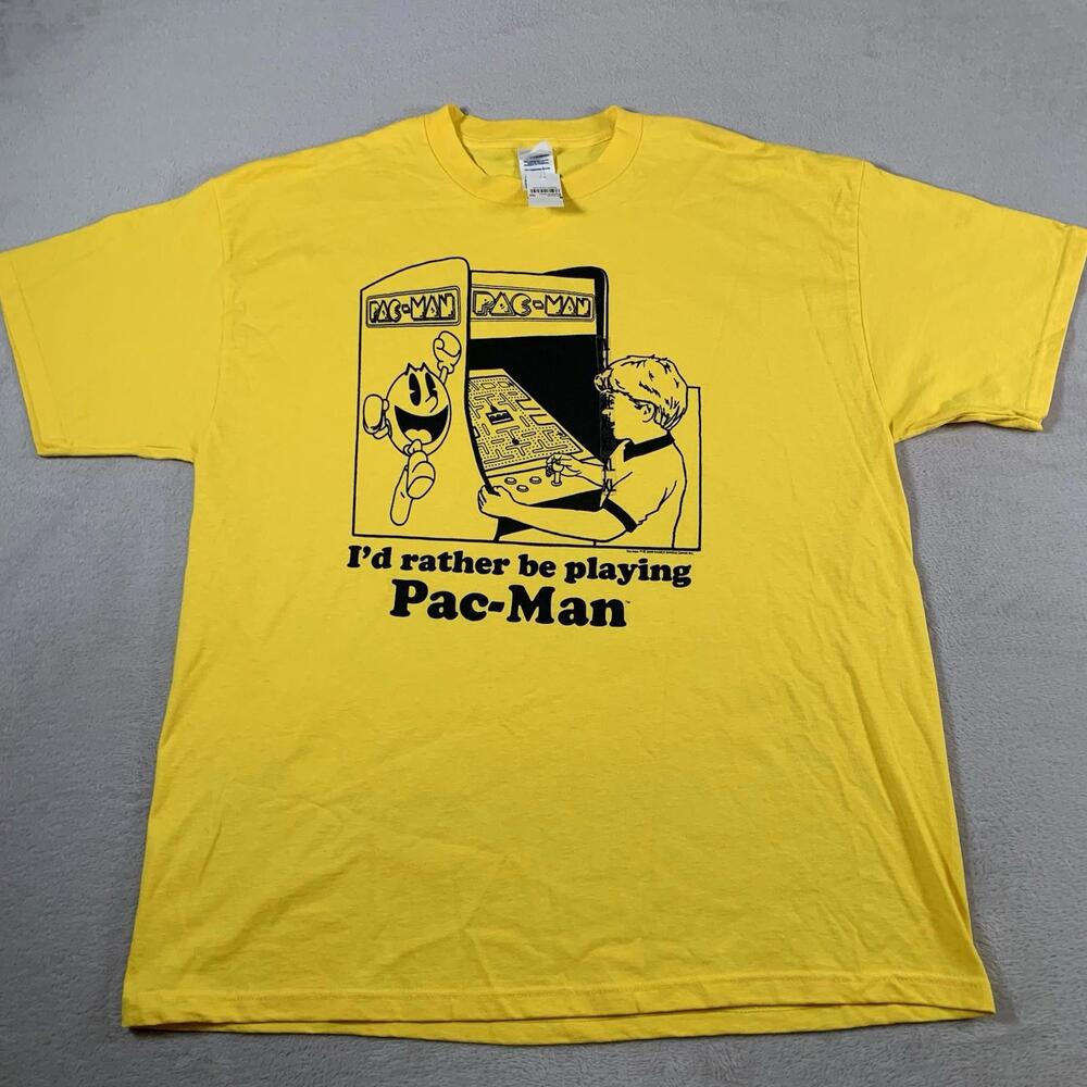 Pacman Shirt Mens XL‎ Yellow I'd Rather Be Playing Yellow Retro Graphic 2009 NEW